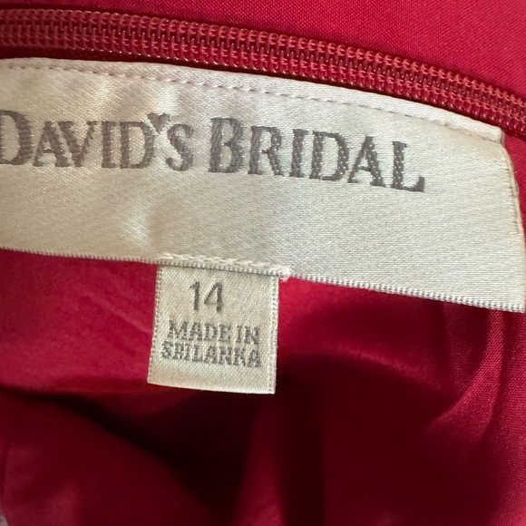 David's Bridal Red Ruched Sleeveless Gown - Picture 3 of 3